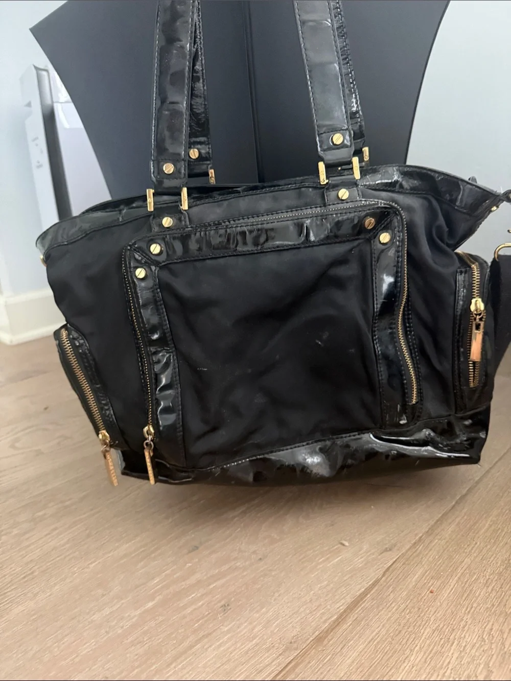 Tori Butch nylon/leather diaper bag